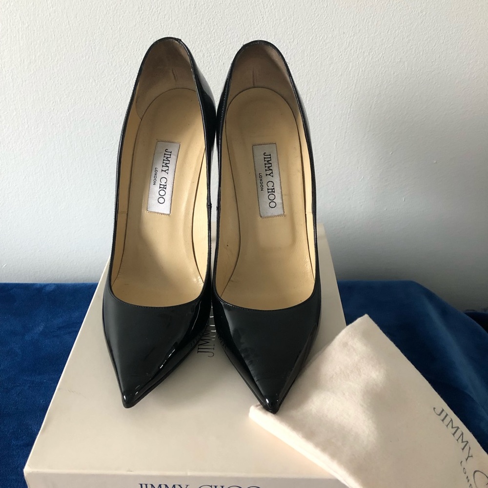 Black patent leather Jimmy Choo pumps